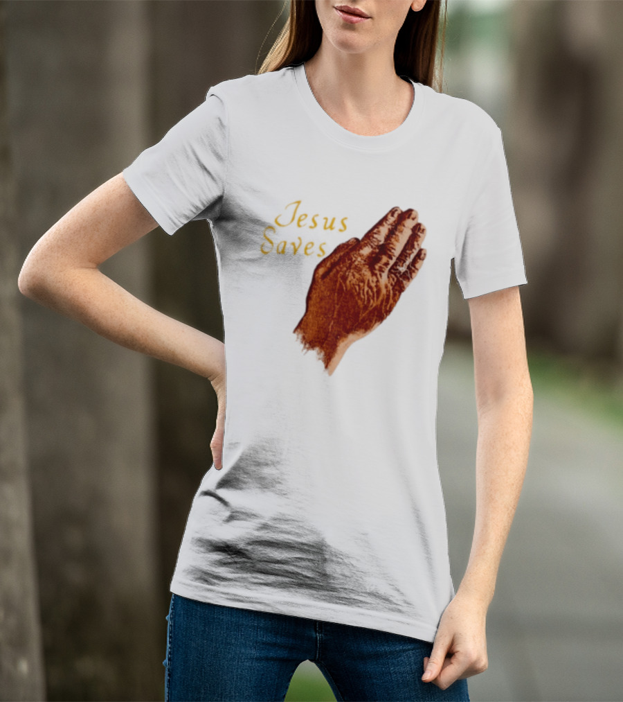 Jesus Saves Praying Hands Religious Faith Christian T-Shirt