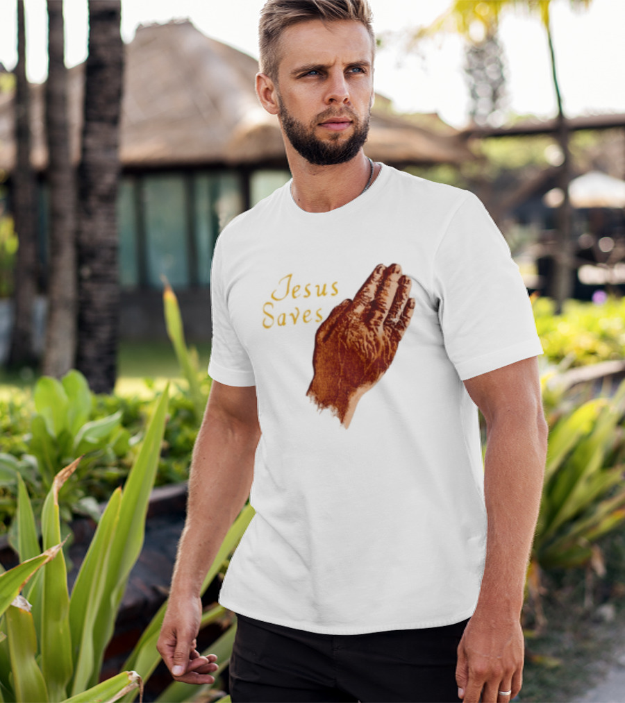 Jesus Saves Praying Hands Religious Faith Christian T-Shirt
