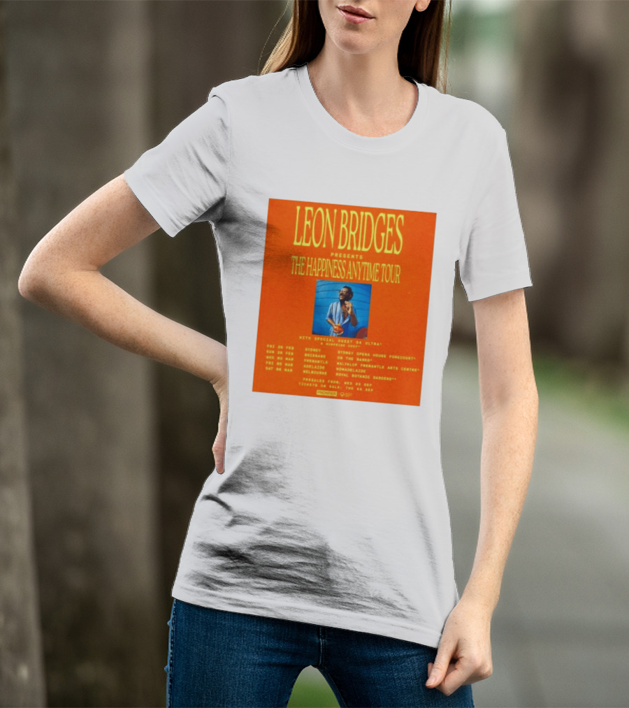Leon Bridges Presents The Happiness Anytime Tour 2026 With Special Guests Australia Dates T-Shirt