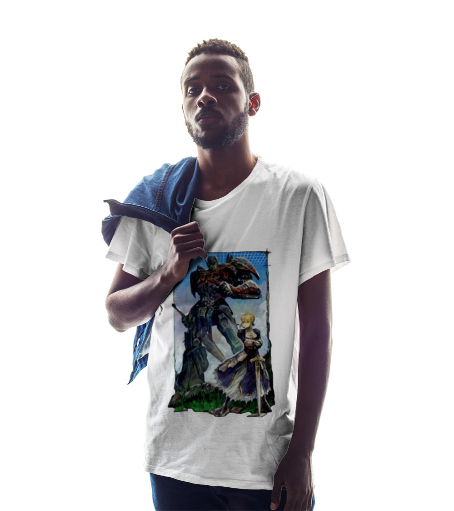 Optimus Prime Transformers With Saber Fate Stay Night Anime T-Shirt