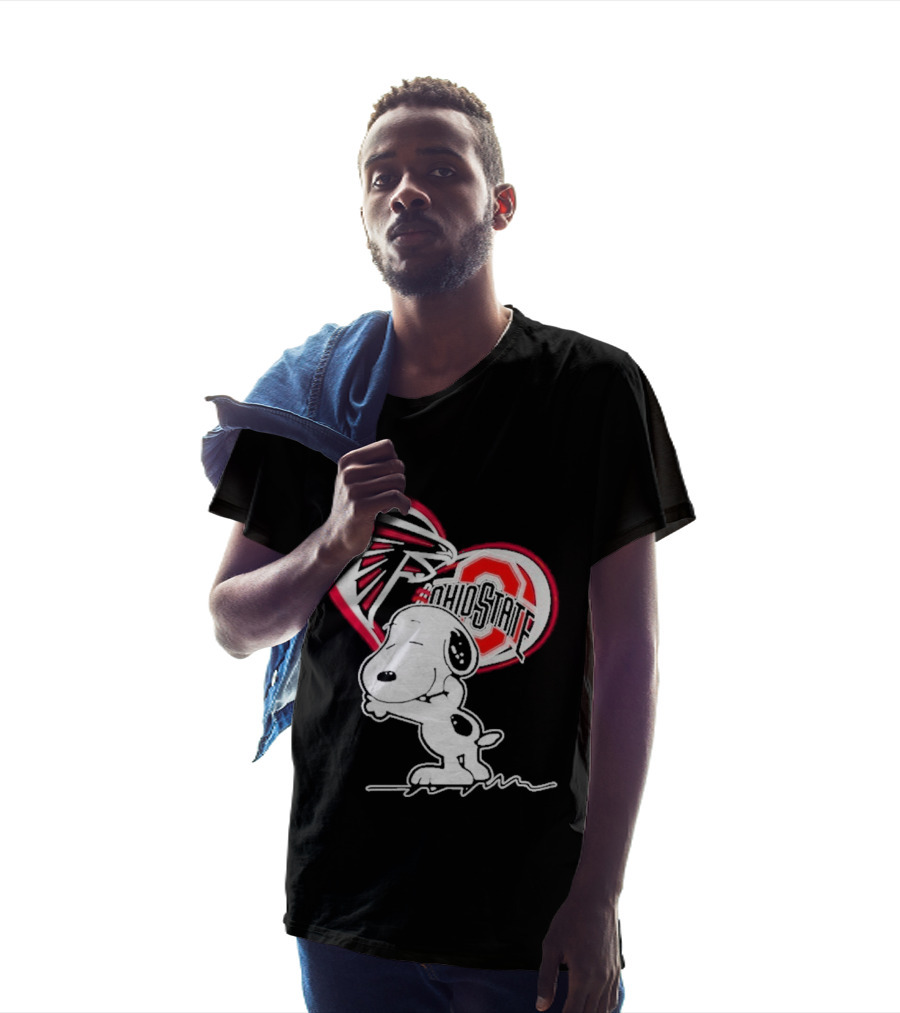 Atlanta Falcons Ohio State Buckeyes Snoopy Peanuts Heart T-Shirt