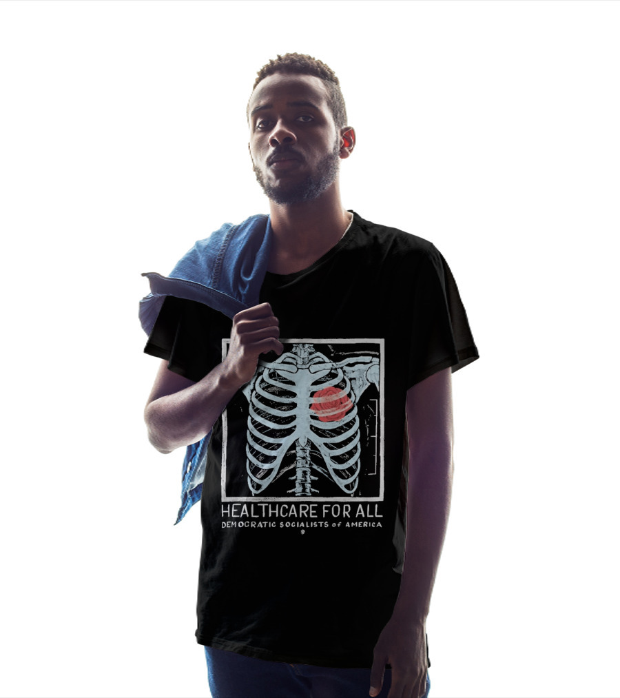 Healthcare For All Democratic Socialists Of America Skeleton Ribcage T-Shirt