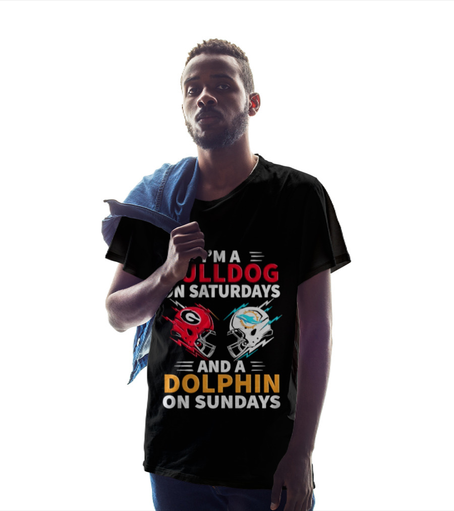 I'm A Bulldog On Saturdays And A Dolphin On Sundays Football Helmets T-Shirt