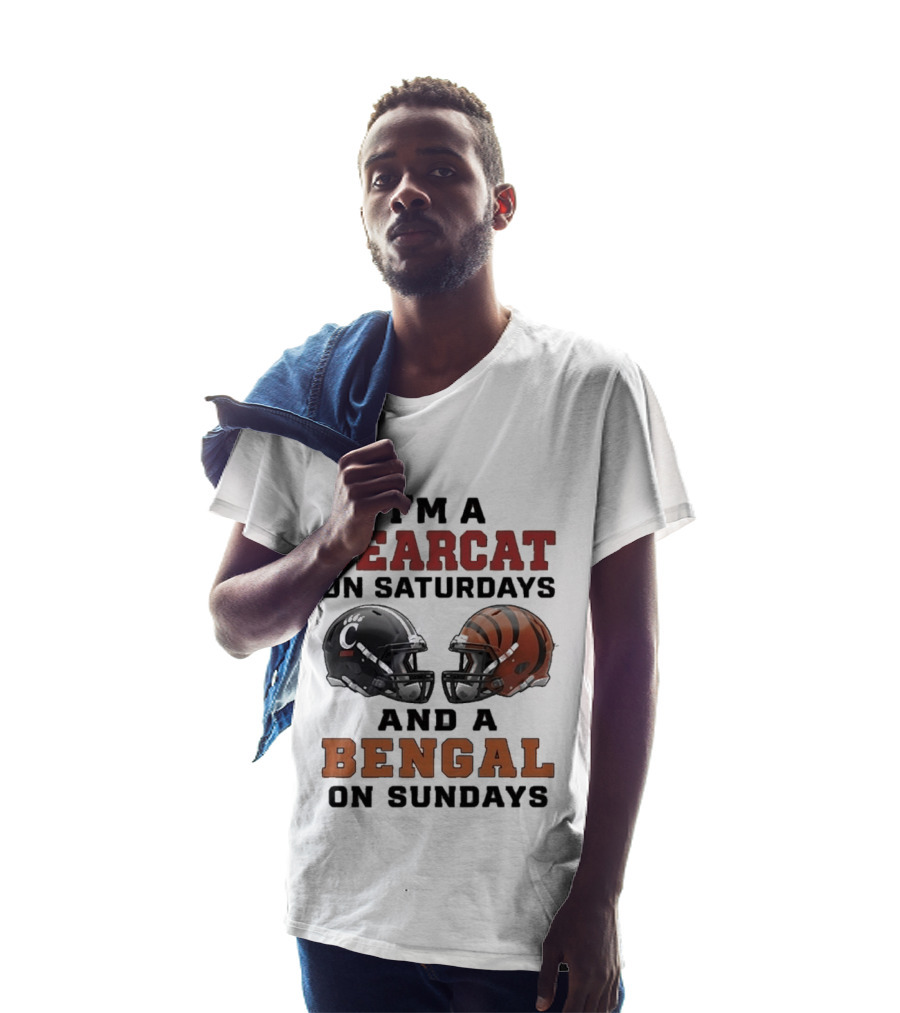 I'm A Bearcat On Saturdays And A Bengal On Sundays Football Helmet T-Shirt