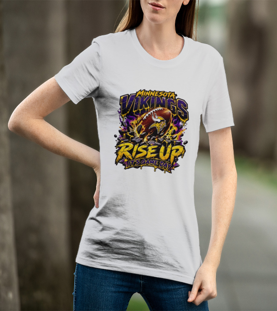 Minnesota Vikings Rise Up It's Game Day Football Vivid Color Explosion T-Shirt