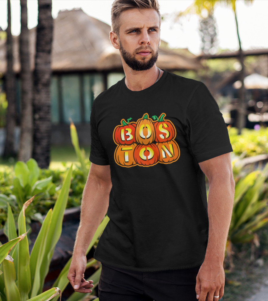 Boston Jack O' Lanterns Halloween Pumpkin Stack T-Shirt