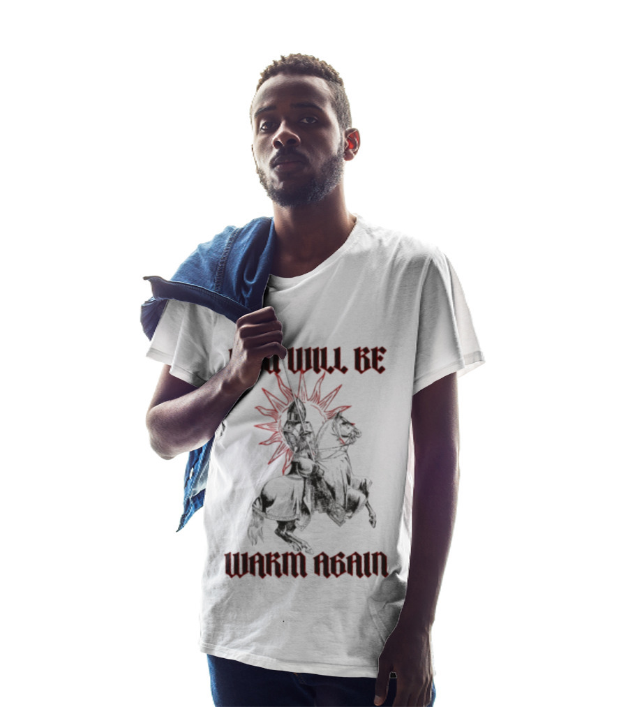 You Will Be Warm Again Medieval Knight On Horseback Sunburst T-Shirt