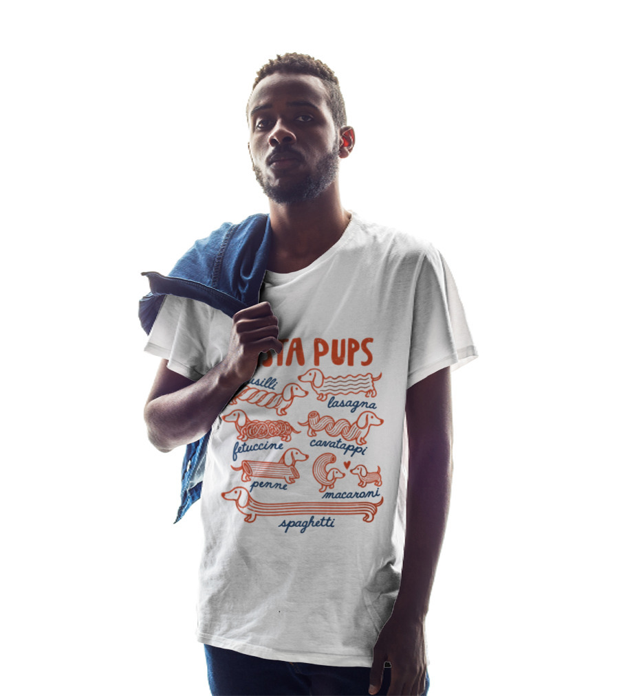 Pasta Pups Dachshund Fusilli Lasagna Fettuccine Cavatappi Penne Macaroni Spaghetti T-Shirt
