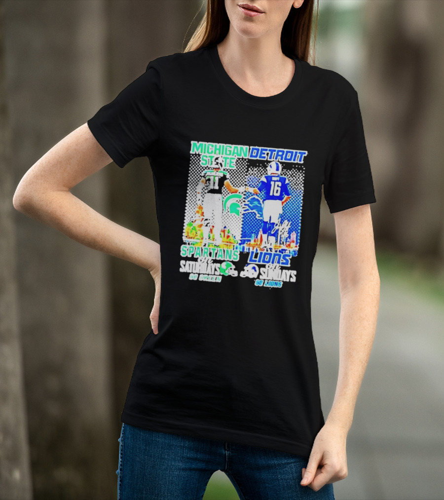 Michigan State Spartans Vs Detroit Lions Go Green Go Lions Football Showdown T-Shirt