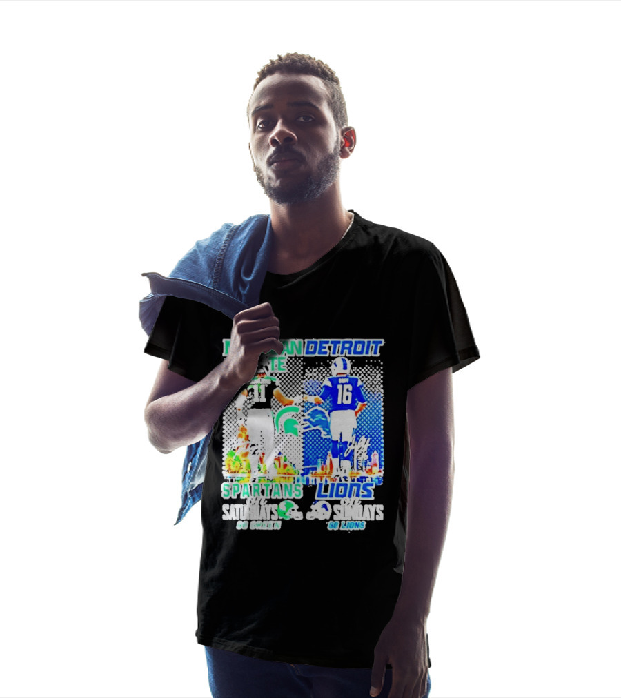 Michigan State Spartans Vs Detroit Lions Go Green Go Lions Football Showdown T-Shirt
