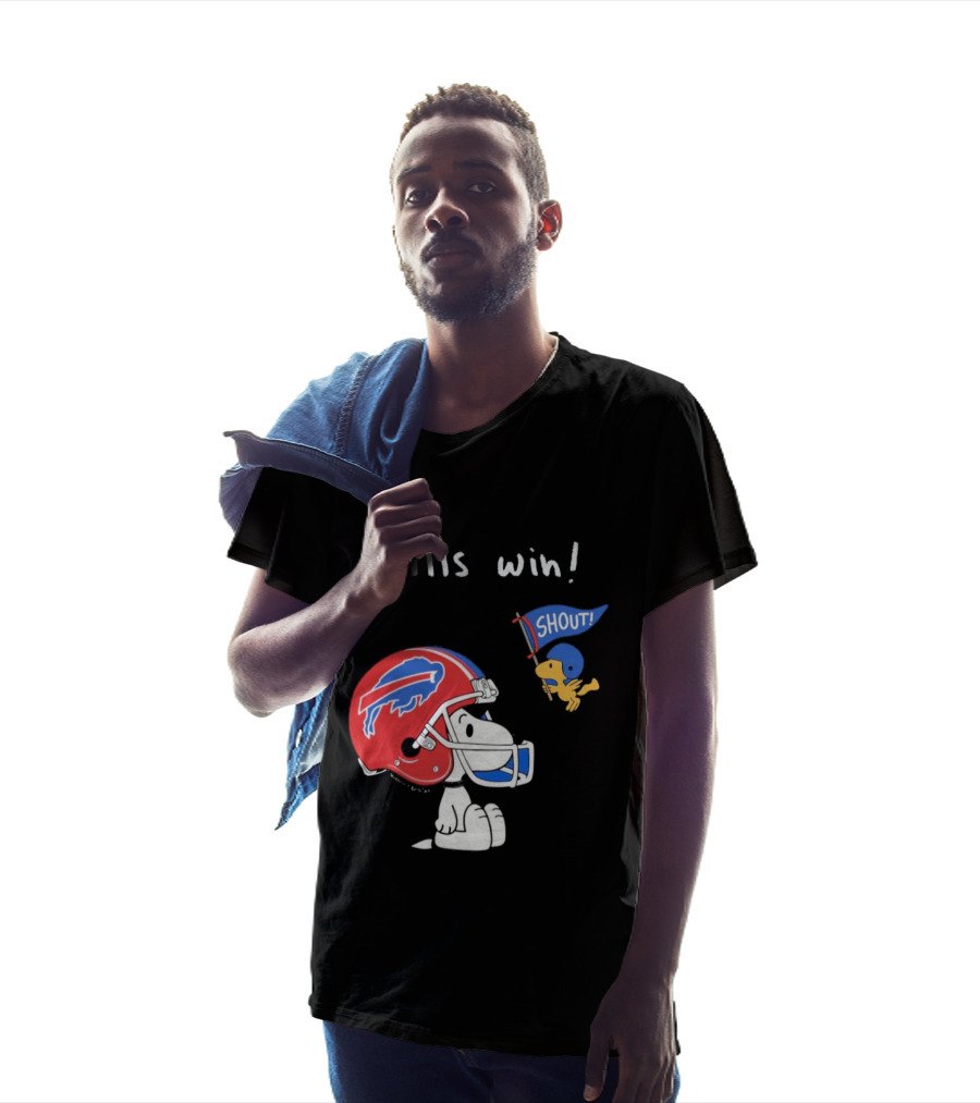 Snoopy Woodstock Buffalo Bills Win Shout Football T-Shirt
