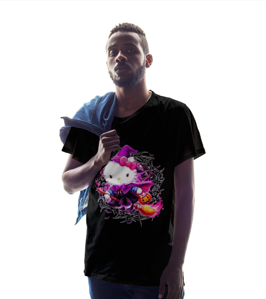Hello Kitty Witch Sanrio Halloween Trick Or Treat Broom Pumpkin T-Shirt