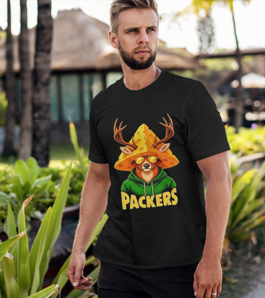 Cheesehead Deer Packers Fan Gear Green Bay Football T-Shirt