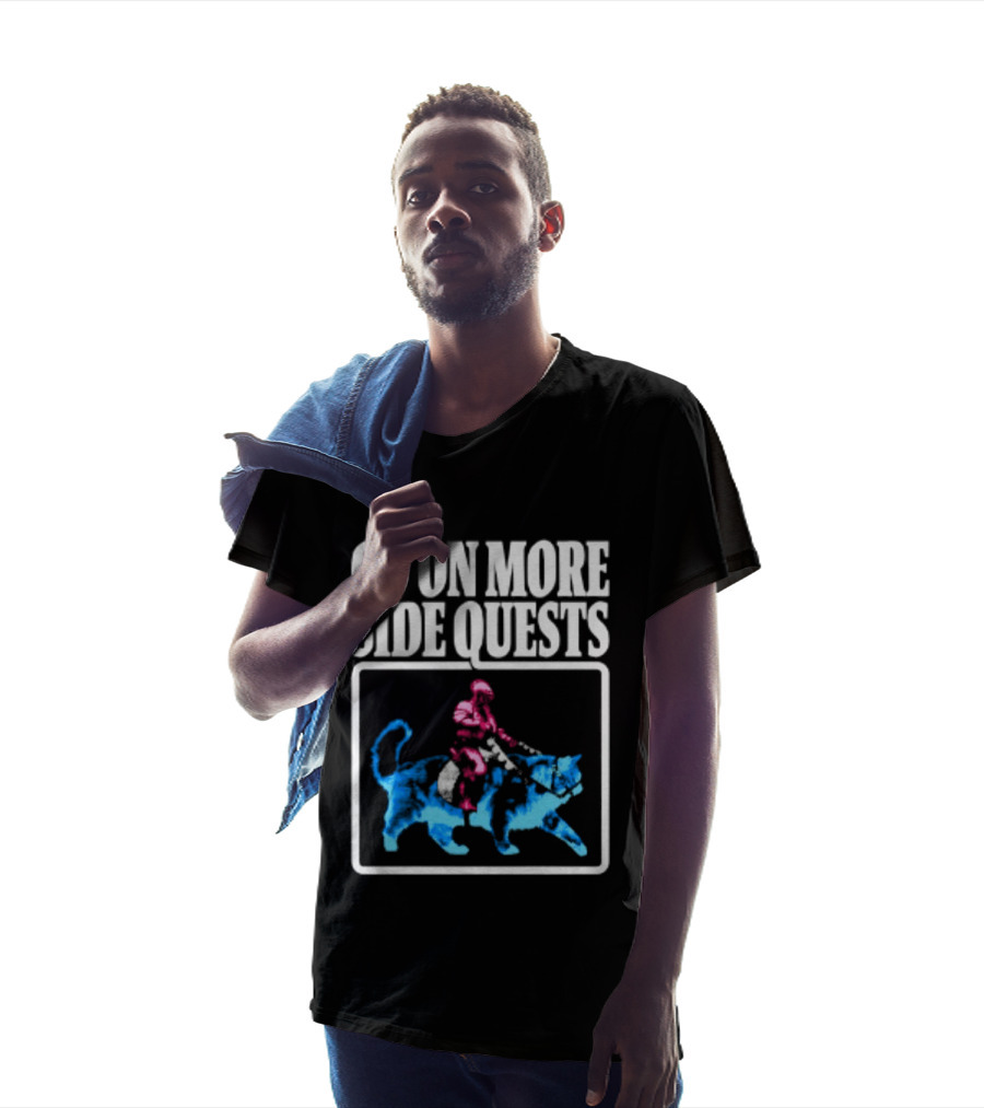 Go On More Side Quests Knight Riding Cat Pixel T-Shirt