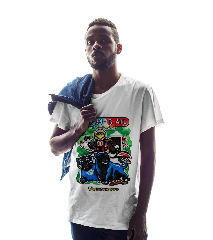 CAR 34 3 ATL CornDoggy Sports Panthers Falcons Cartoon Game Day T-Shirt