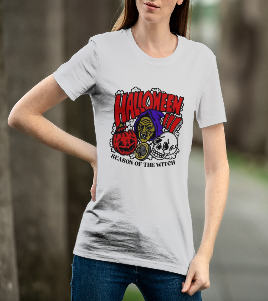 Halloween Season Of The Witch Pumpkin Skull T-Shirt