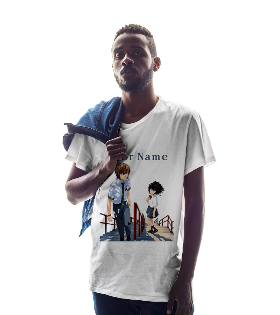 Light Yagami And Your Name Anime Crossover Stairs Scene T-Shirt