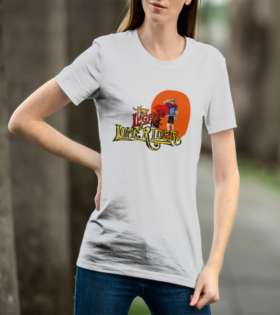 Legend Of The Lone Rider Cyclist Red Cape Blue Outfit T-Shirt