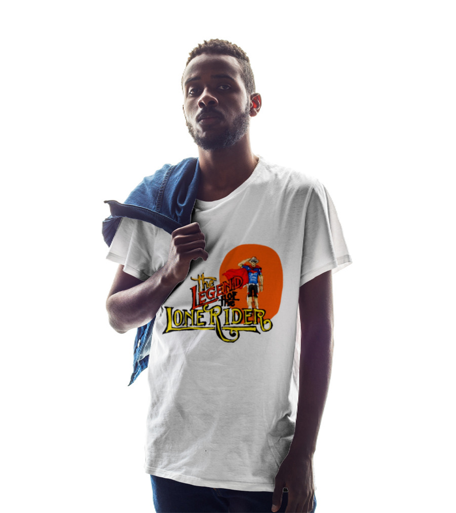 Legend Of The Lone Rider Cyclist Red Cape Blue Outfit T-Shirt