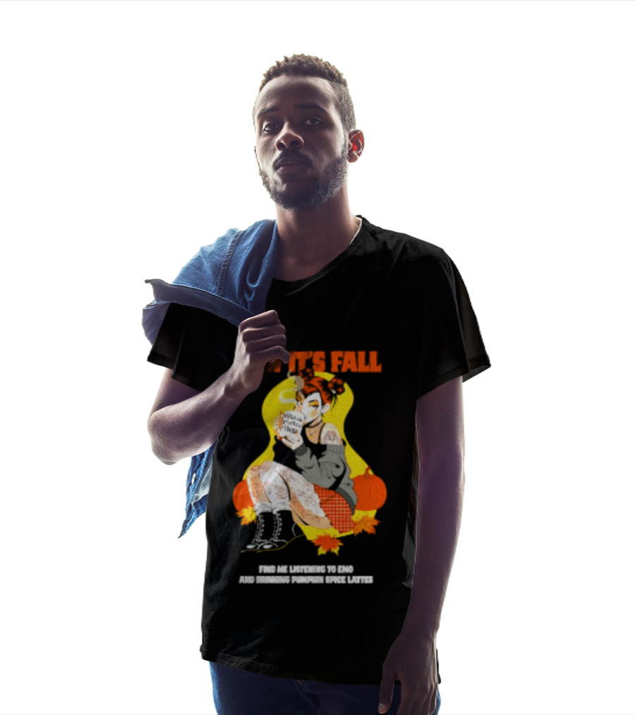 Now It's Fall Emo And Pumpkin Spice Lattes Aesthetic Cozy Autumn Vibes T-Shirt
