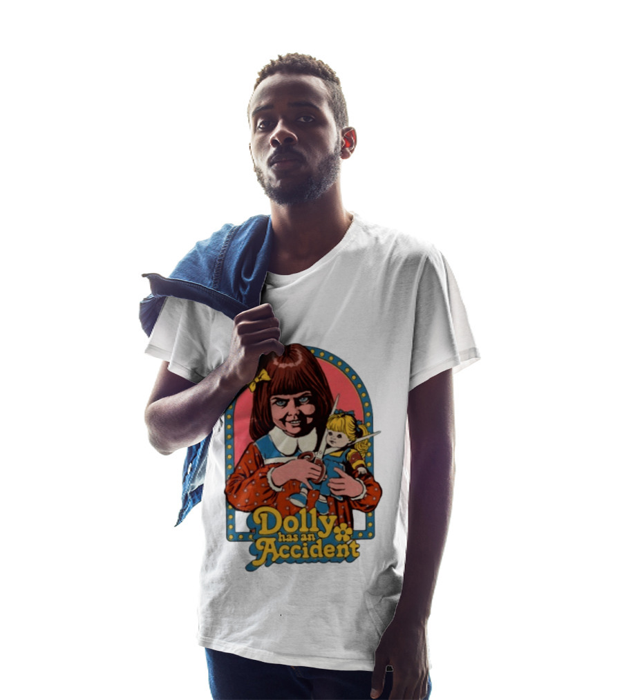 Dolly Has An Accident Creepy Doll Steven Rhodes T-Shirt
