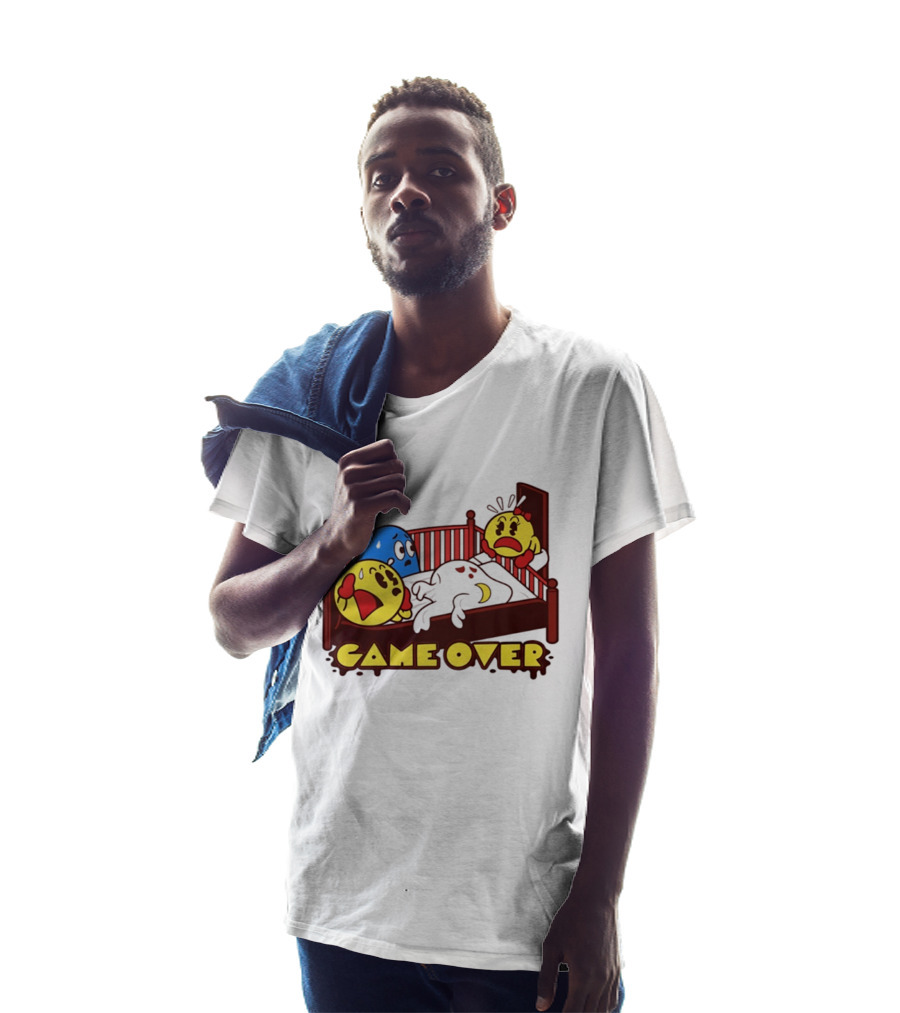Game Over Halloween Pac Man Ghost Bed Scene T-Shirt