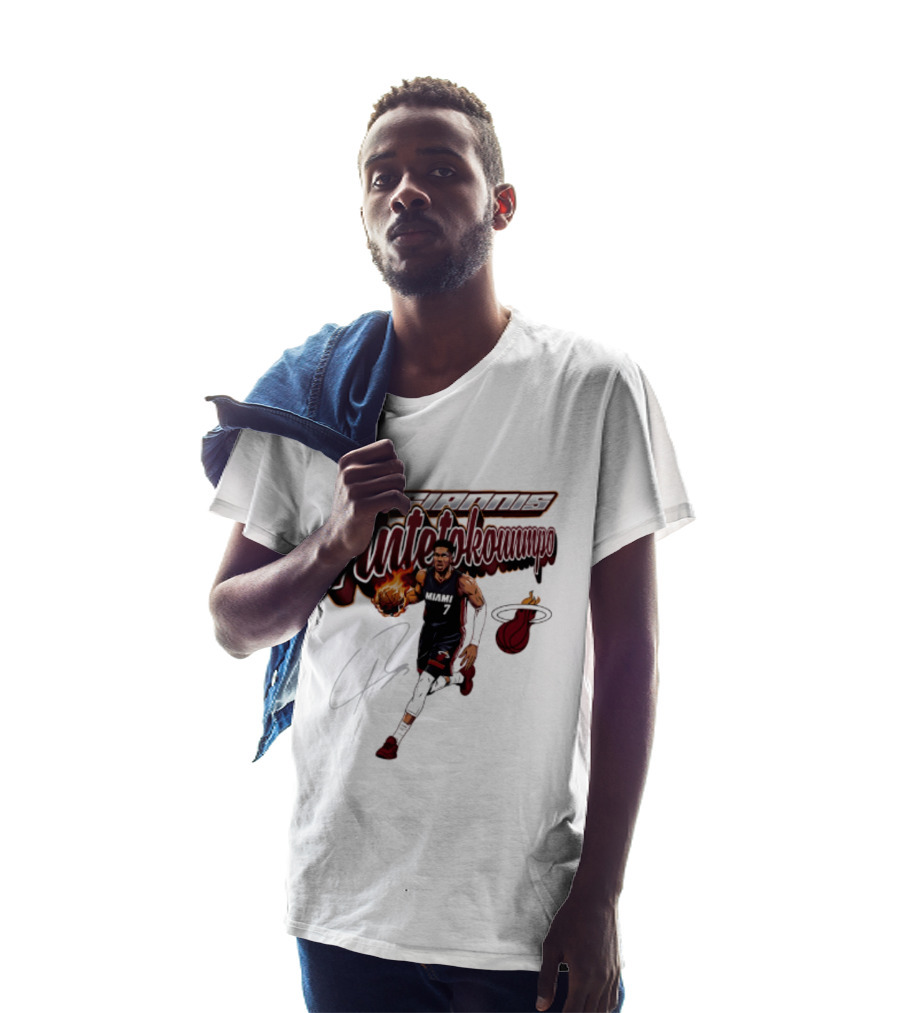 Giannis Antetokounmpo Miami Heat Basketball Cursive Script T-Shirt