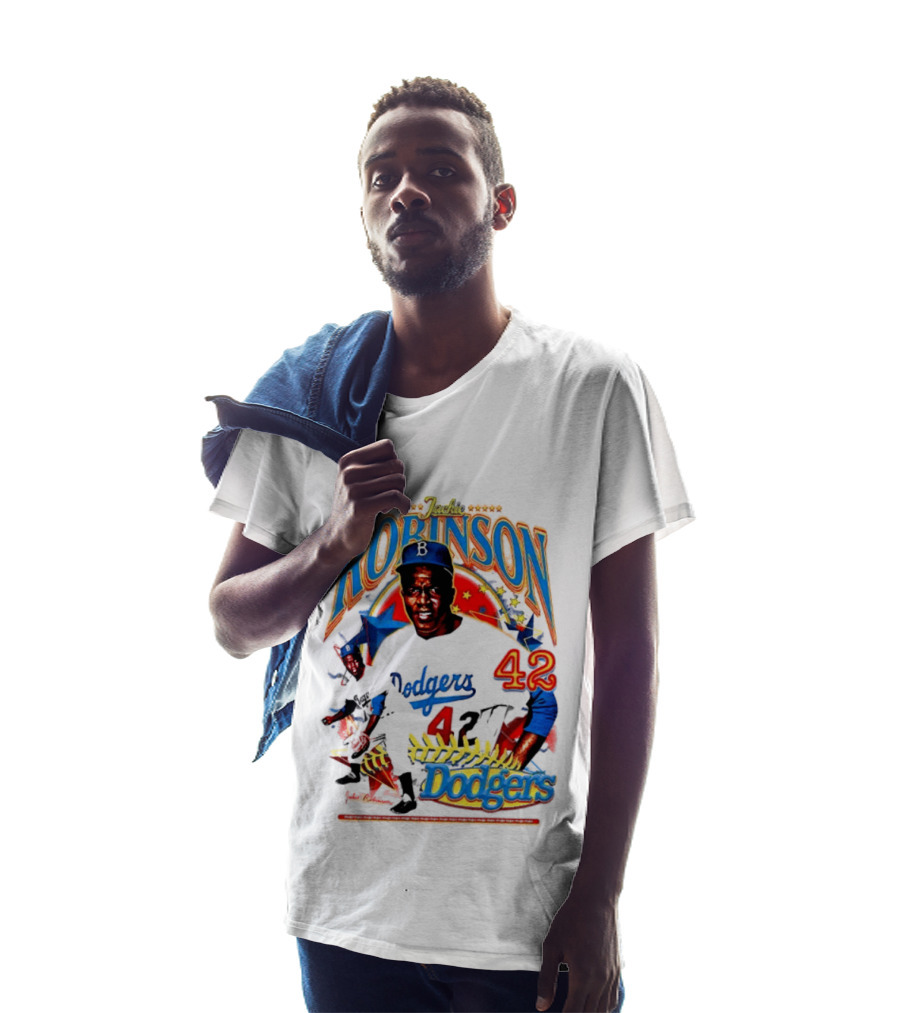 Jackie Robinson Dodgers 42 Legends Baseball Icon Two Sided T-Shirt
