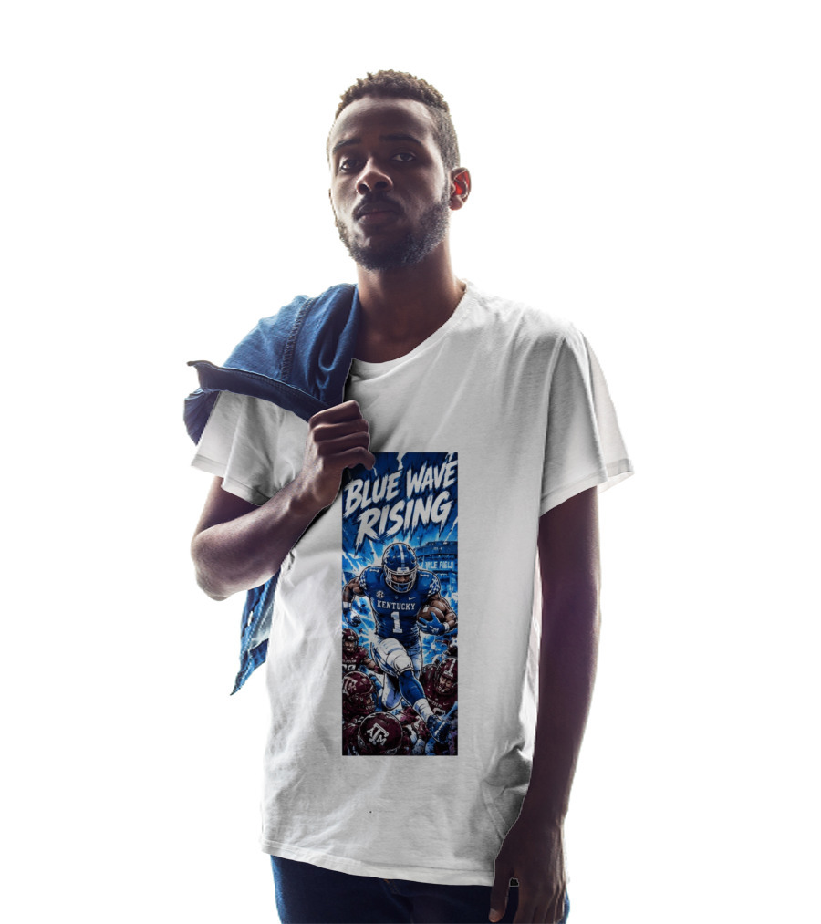 Blue Wave Rising 2026 Kentucky Wildcats Running Back Kyle Field Football Action T-Shirt