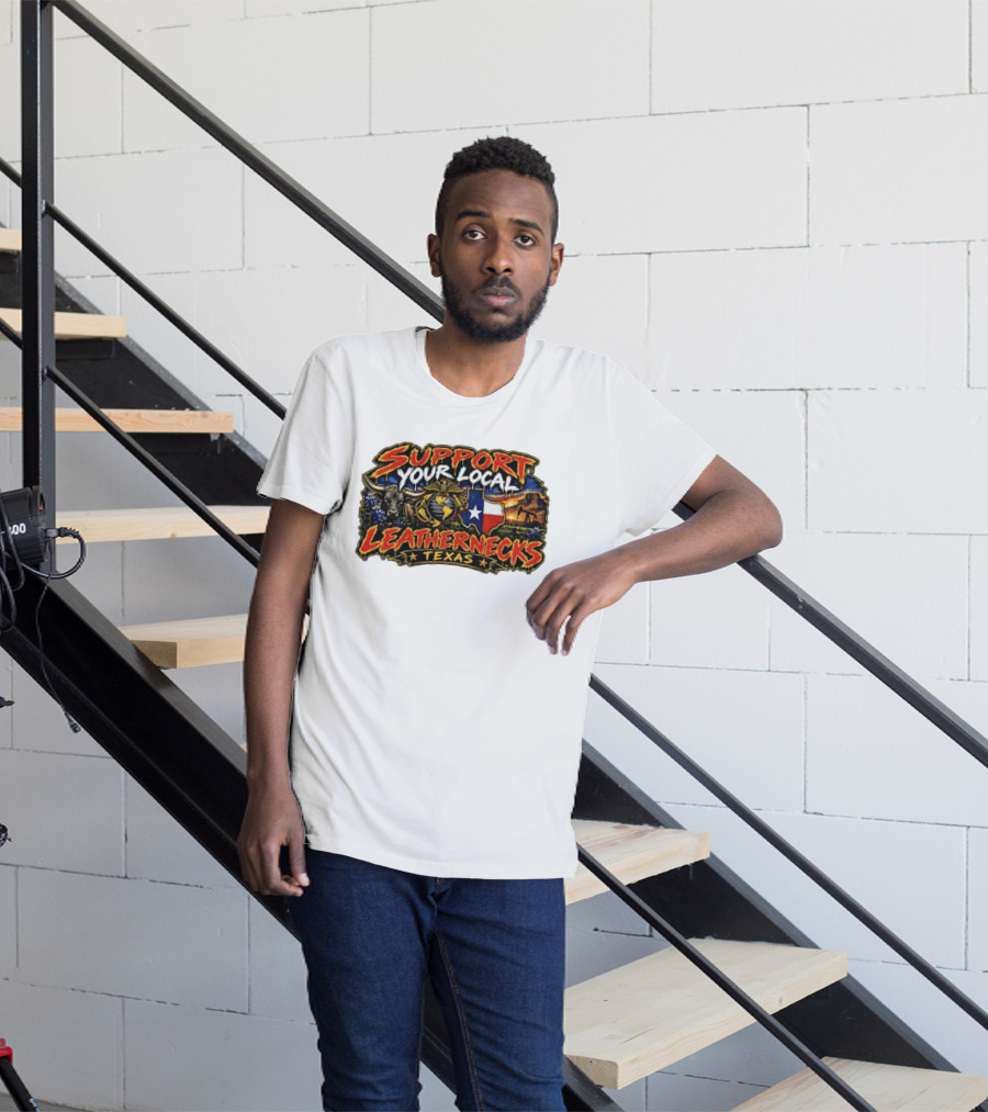 Support Your Local Leathernecks Texas Bull And Oil Derrick T-Shirt