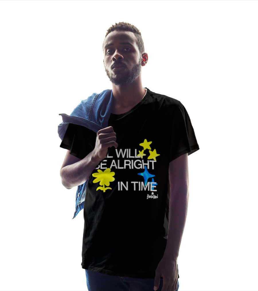 All Will Be Alright In Time OPM Star Text With Yellow Flowers And Stars T-Shirt