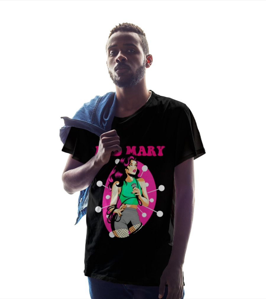 Bad Mary Punk Rock Band Female Singer Microphone Neon T-Shirt
