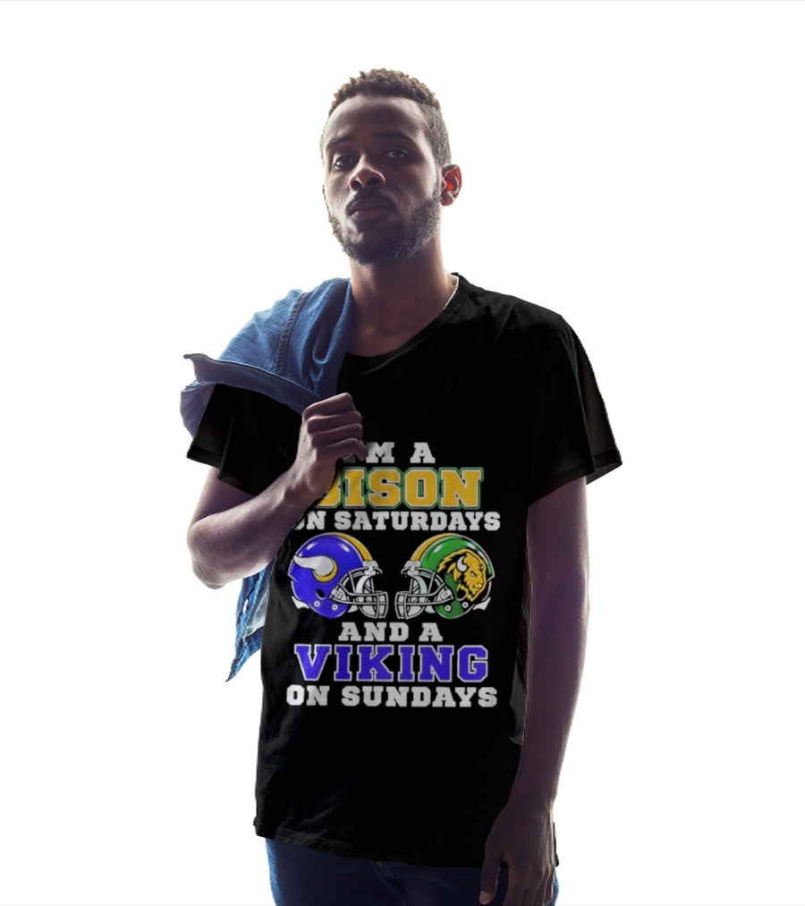 I'm A Bison On Saturdays And A Viking On Sundays Football Helmet T-Shirt