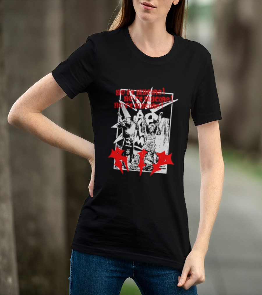 No Te Muevas Rip Punk Rock Hardcore Band White And Red Distorted T-Shirt