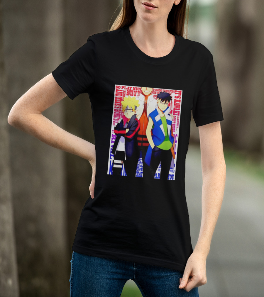 Uzumaki Boruto Naruto Kawaki Rivals Bright Style Manga Characters T-Shirt