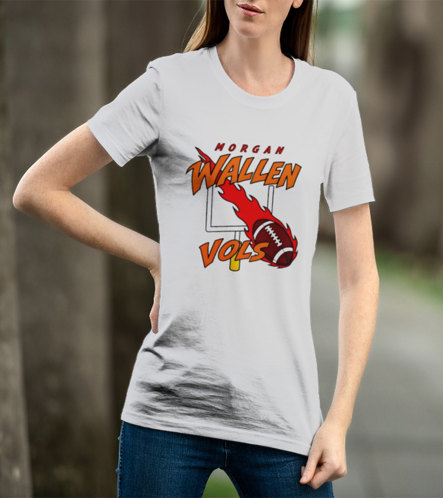 Morgan Wallen Vols Football Tennessee Volunteers Flaming Football Goalpost T-Shirt