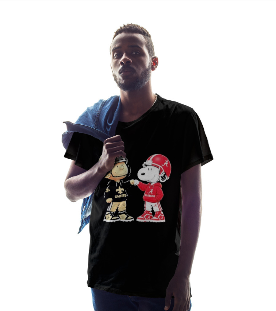 Charlie Brown Saints Snoopy Alabama Fist Bump Football T-Shirt