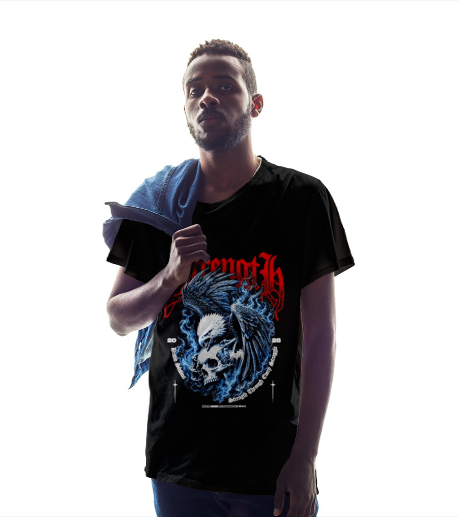 Strength 2026 Brand Studios Eagle Skull Strength Through Every Struggle T-Shirt