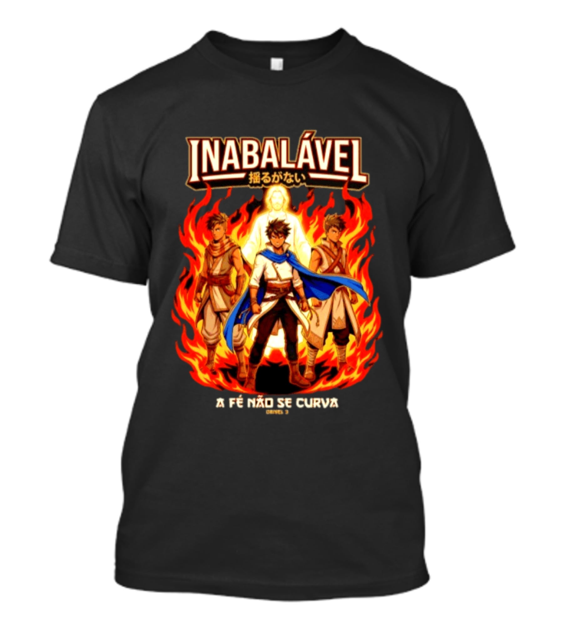 Inabalável A Fé Não Se Curva Daniel 3 Anime Style Fiery Guardians T-Shirt
