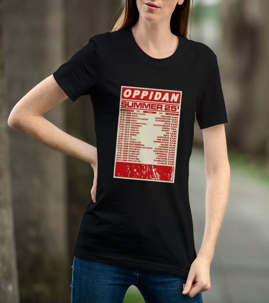 Oppidan Summer Tour 2025 Concert Dates Across UK Europe Canada USA T-Shirt