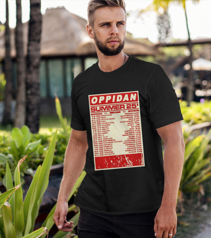 Oppidan Summer Tour 2025 Concert Dates Across UK Europe Canada USA T-Shirt
