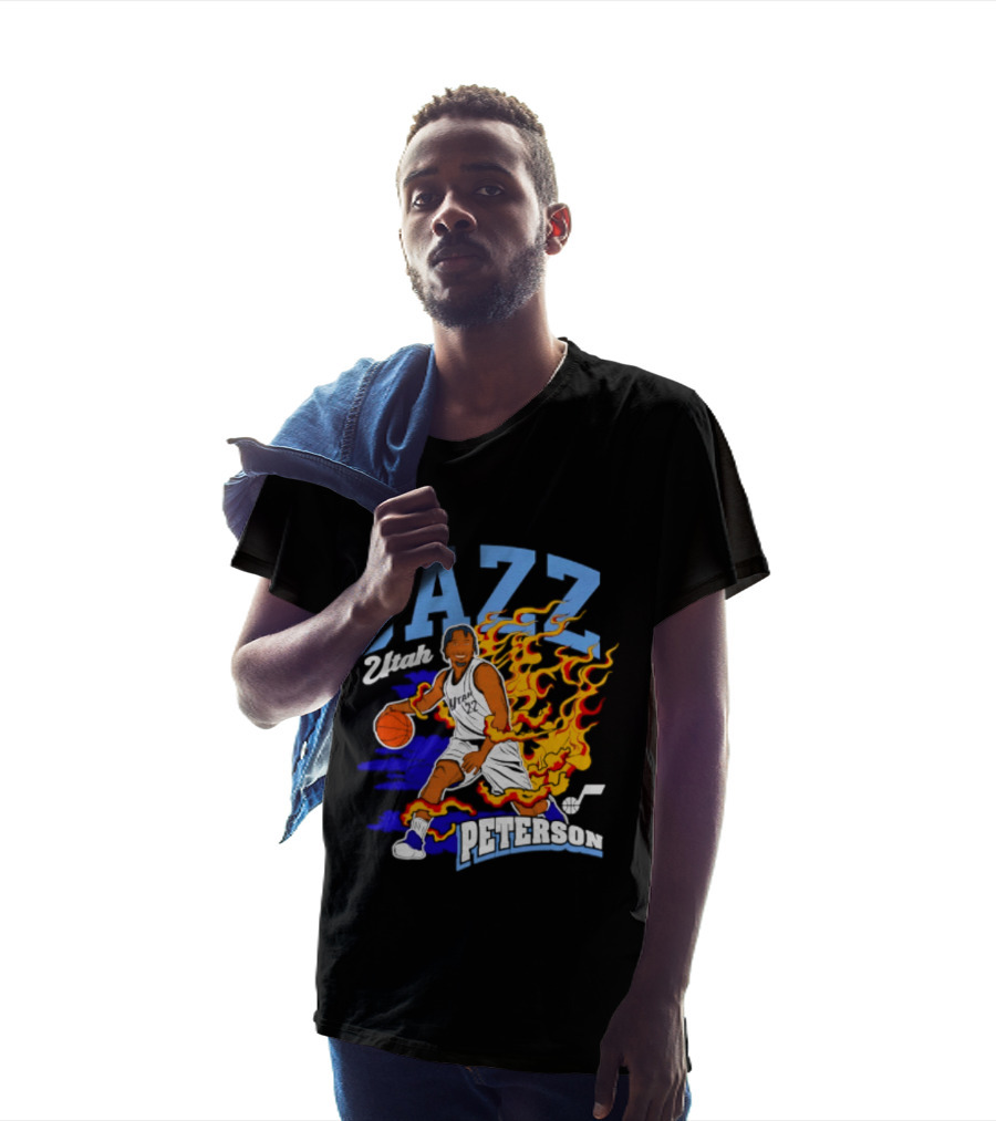 Utah Jazz Darryn Peterson Fiery Basketball Action Fan T-Shirt