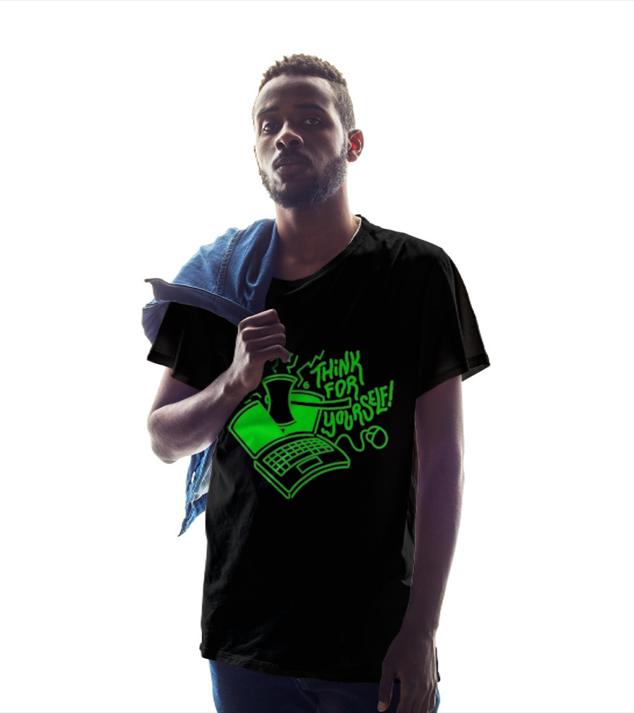 Avi Matzo X RAYGUN Think For Yourself Computer Stars Green T-Shirt