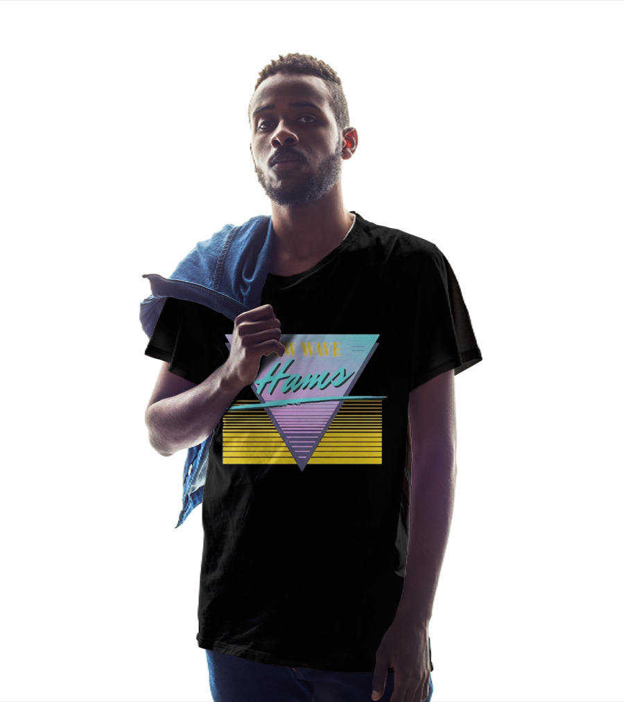 New Wave Hams Retro 80s Aesthetic Triangle Stripes T-Shirt