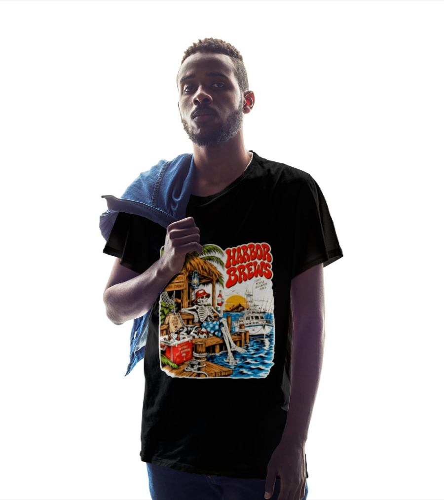 Harbor Brews Cold Beers Fresh Catch Skeleton Day Drinking Brighter Days T-Shirt