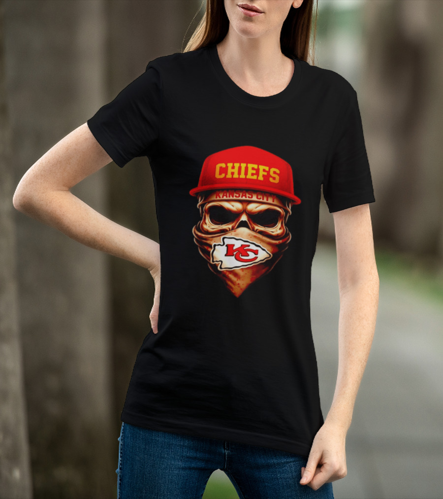 Kansas City Chiefs Skull Bandana KC T-Shirt