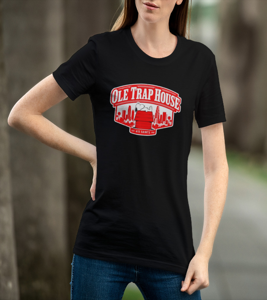 Ole Trap House Snoopy 415 Saints Skyline T-Shirt