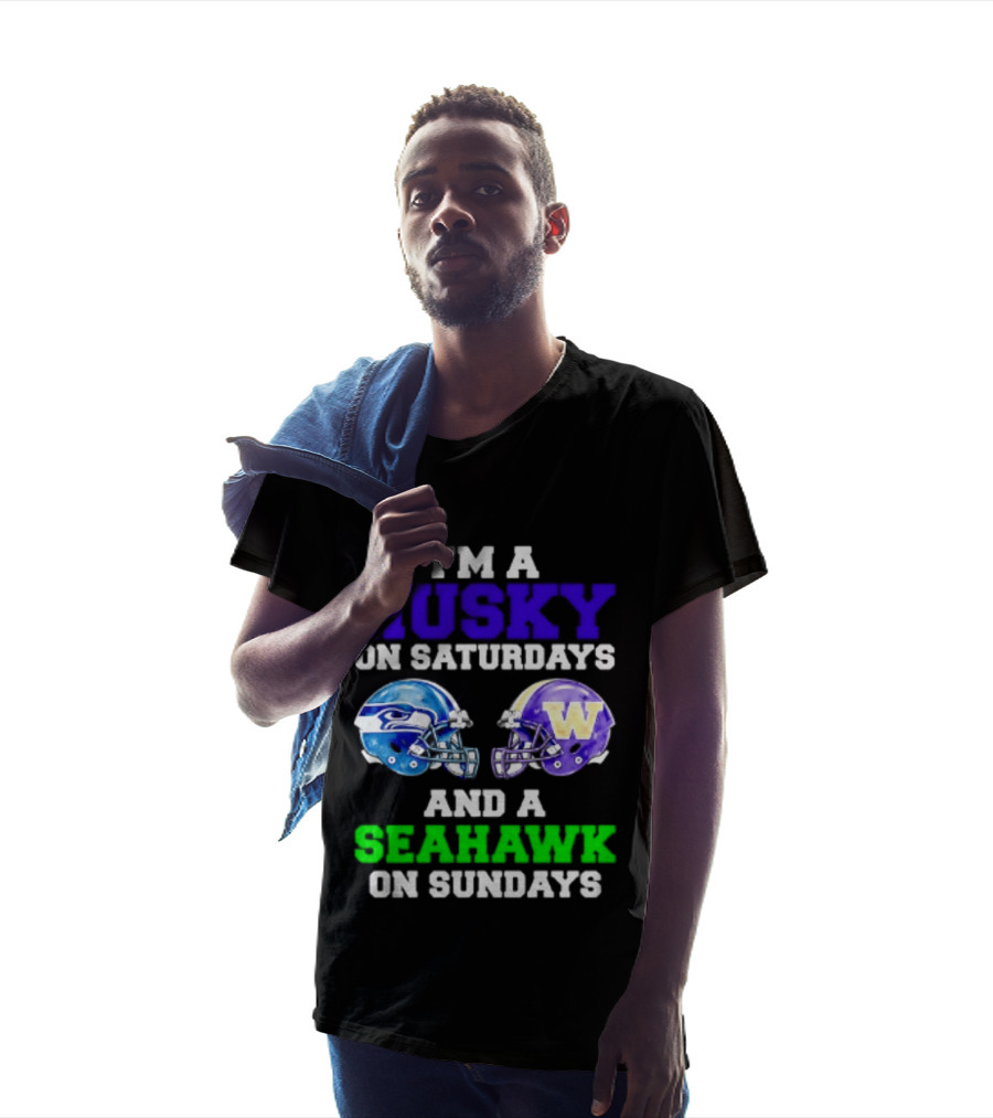 I'm A Husky On Saturdays And A Seahawk On Sundays Football Fan Gear T-Shirt