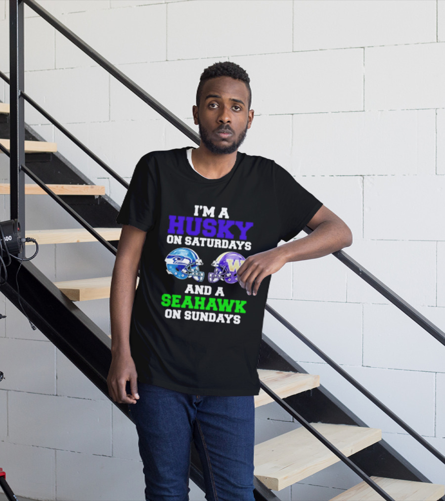 I'm A Husky On Saturdays And A Seahawk On Sundays Football Fan Gear T-Shirt