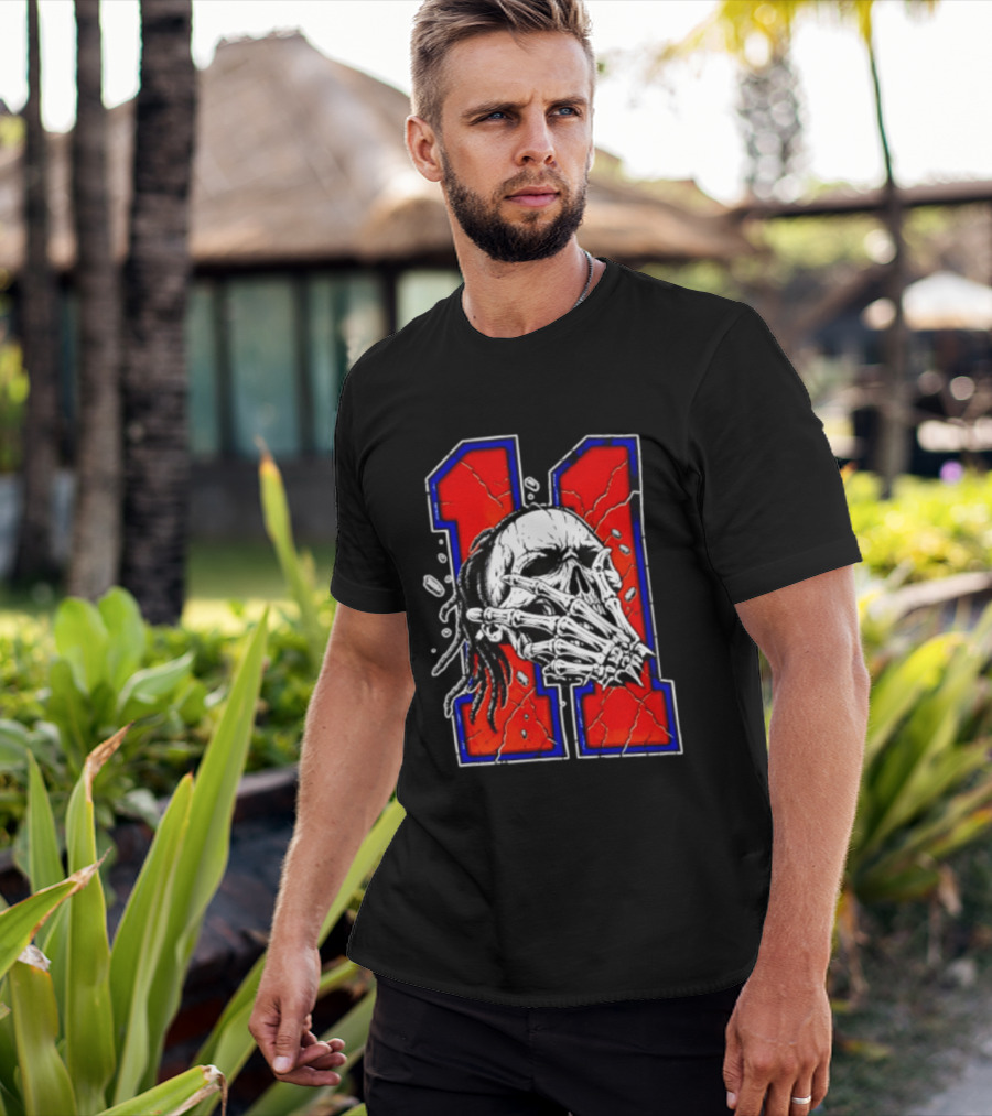 New York Knicks Jalen Brunson Captain Clutch Skull Number 11 T-Shirt